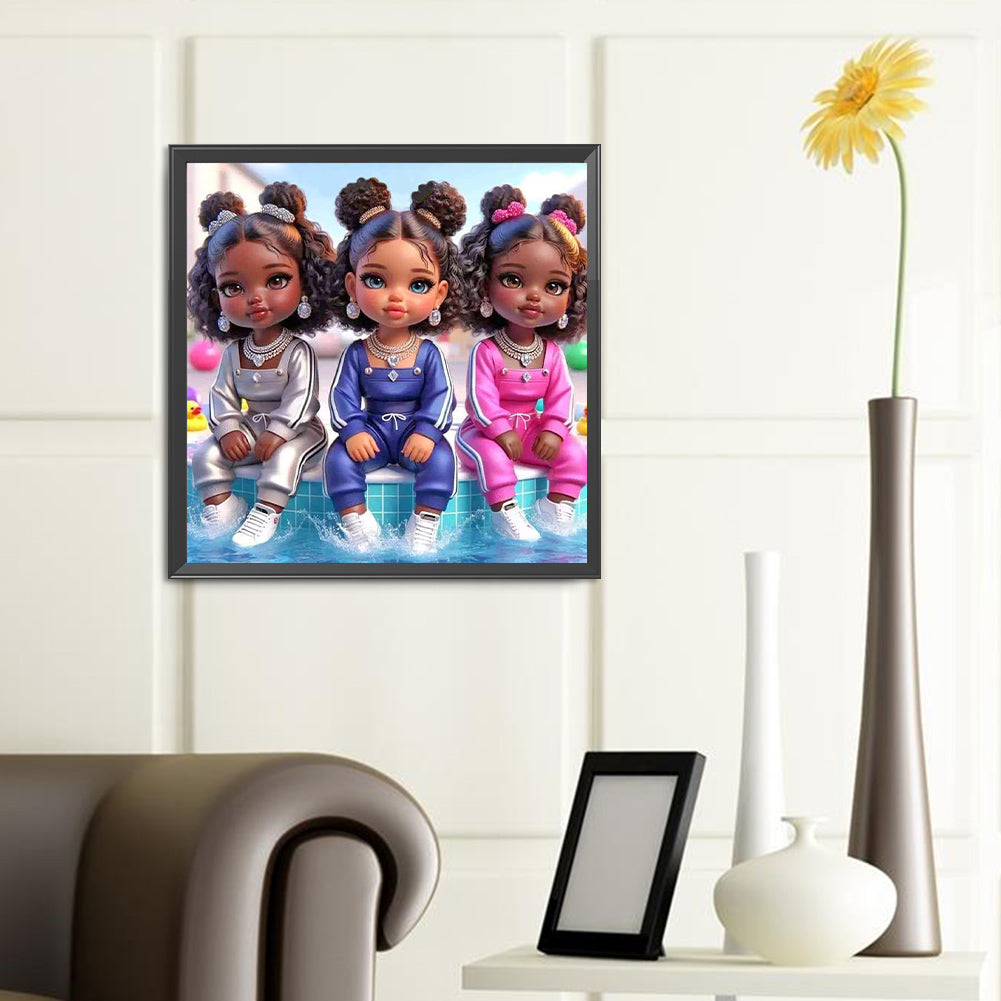 Diamond Painting - Full Round - cartoon black man (40*40CM)