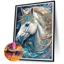 Load image into Gallery viewer, Diamond Painting - Full Round - White horse head with sapphire decoration (30*40CM)
