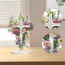 Load image into Gallery viewer, Special Shaped Colorful Flower Cross Desktop Diamond Art Kits for Adult Beginner
