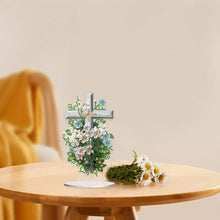 Load image into Gallery viewer, Special Shaped Colorful Flower Cross Desktop Diamond Art Kits for Adult Beginner
