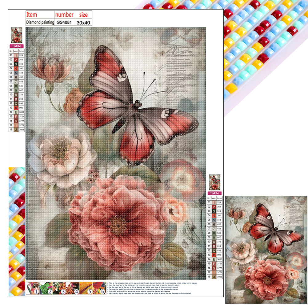 Diamond Painting - Full Square - butterfly flower (30*40CM)