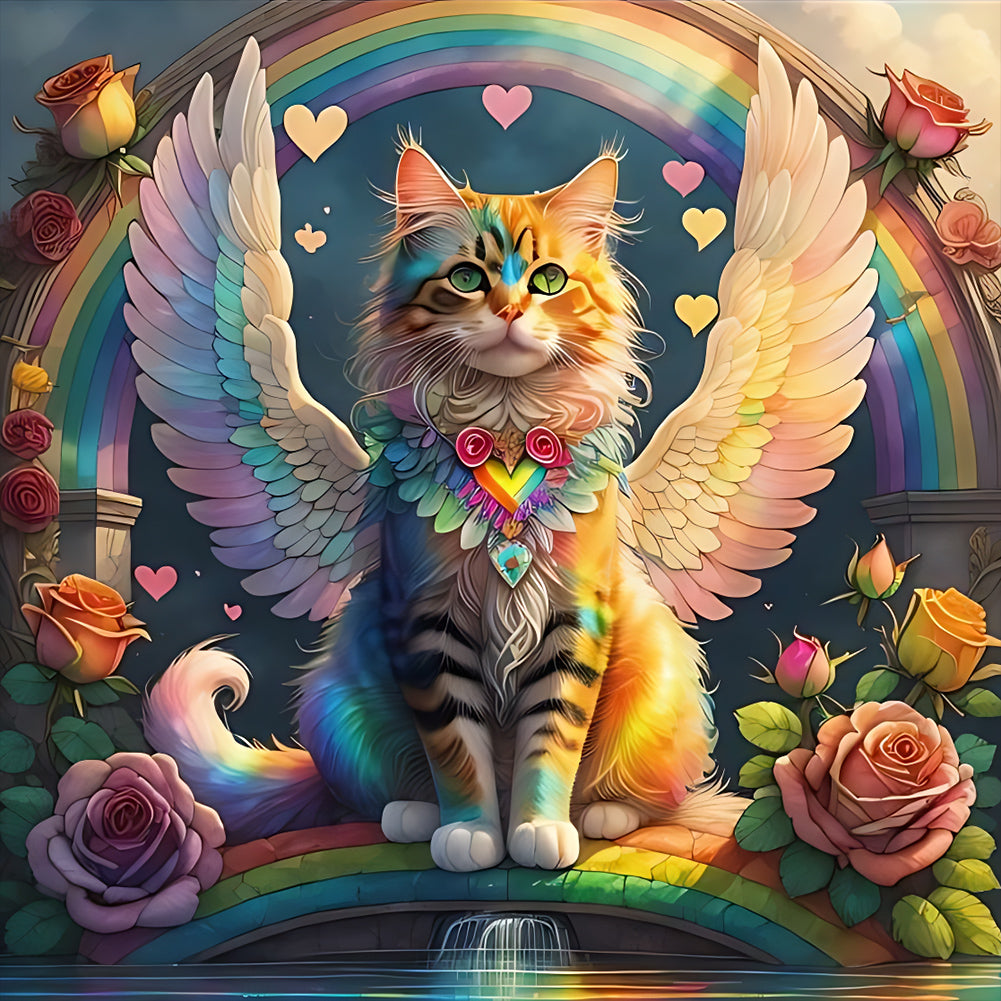 Diamond Painting - Full Round - rainbow wings cat (30*30CM)