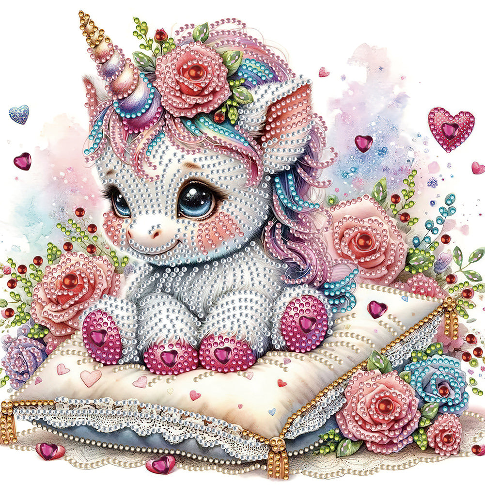 Diamond Painting - Partial Special Shaped - white unicorn (30*30CM)