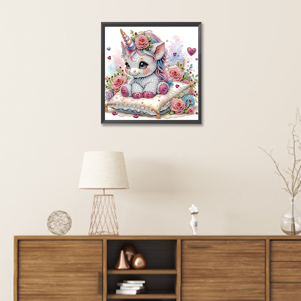 Diamond Painting - Partial Special Shaped - white unicorn (30*30CM)