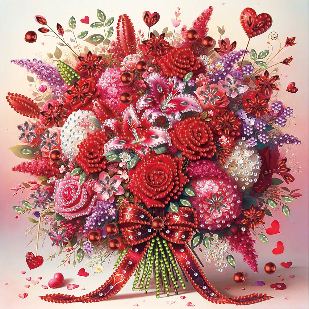 Diamond Painting - Partial Special Shaped - rose bouquet (30*30CM)
