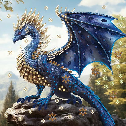 Diamond Painting - Partial Special Shaped - dark blue dragon (30*30CM)