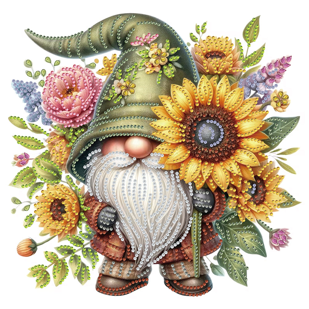 Diamond Painting - Partial Special Shaped - Flower Gnome (30*30CM)