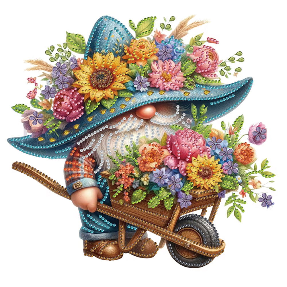 Diamond Painting - Partial Special Shaped - Flower Gnome (30*30CM)