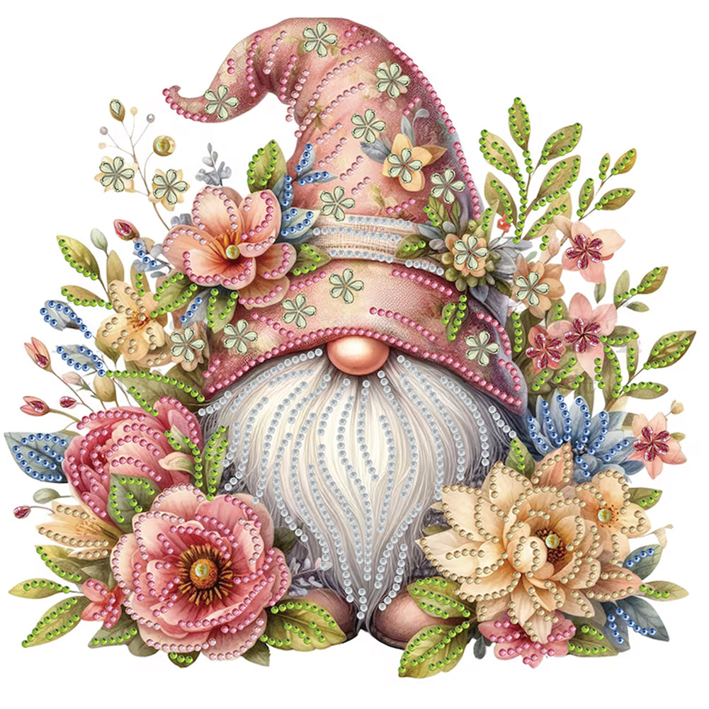 Diamond Painting - Partial Special Shaped - Flower Gnome (30*30CM)