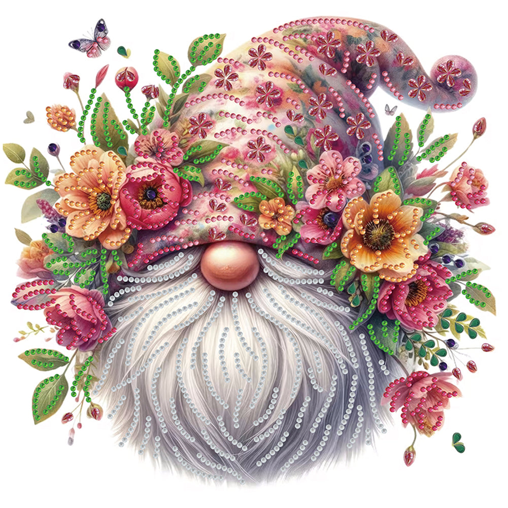 Diamond Painting - Partial Special Shaped - Flower Gnome (30*30CM)