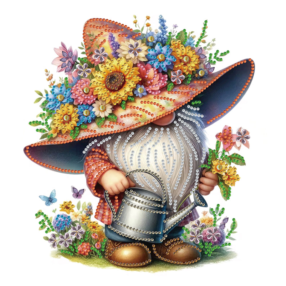 Diamond Painting - Partial Special Shaped - Flower Gnome (30*30CM)