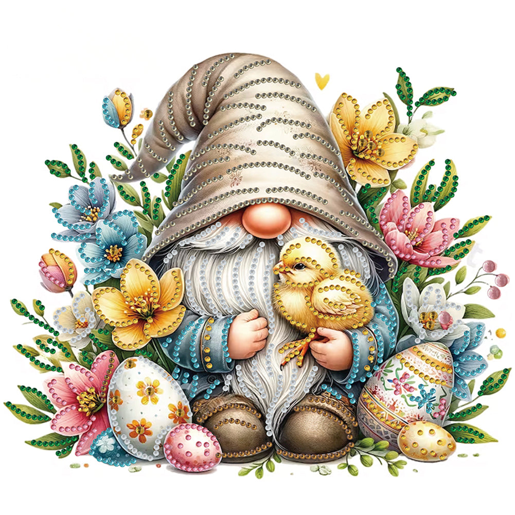 Diamond Painting - Partial Special Shaped - Flower Gnome (30*30CM)