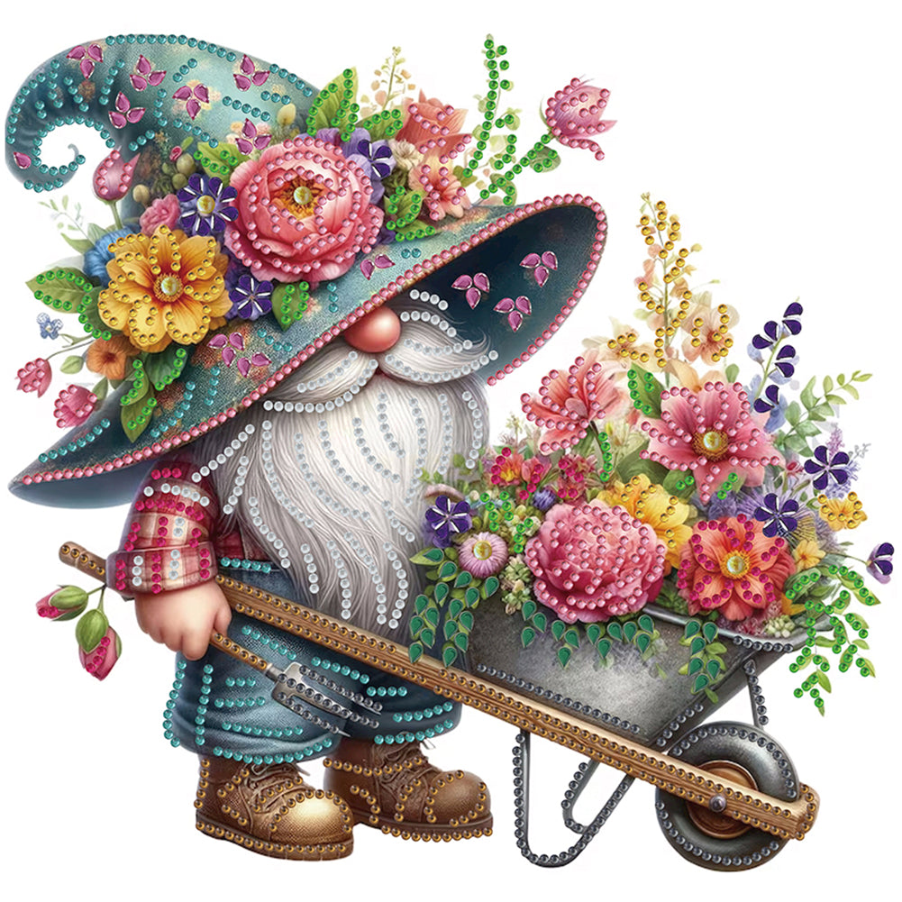 Diamond Painting - Partial Special Shaped - Flower Gnome (30*30CM)