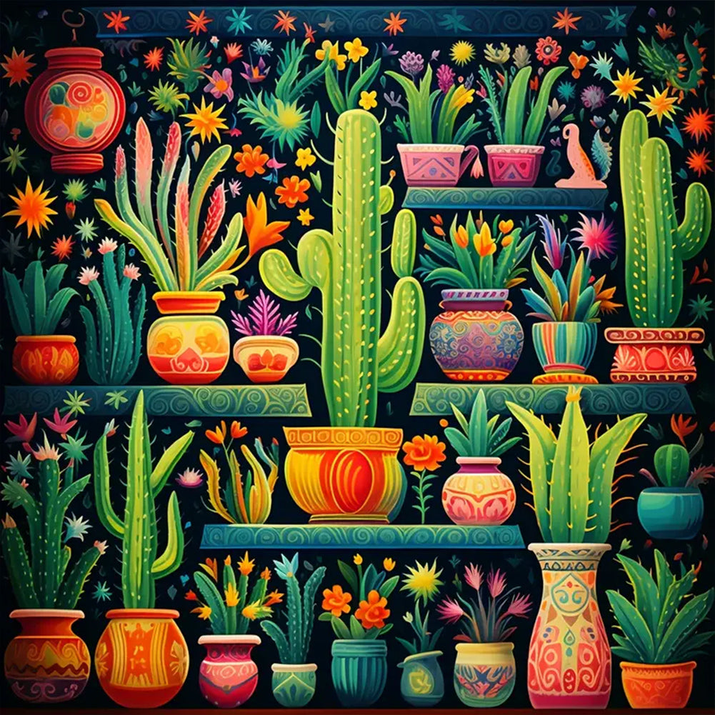 Diamond Painting - Full Round - color cactus (30*30CM)