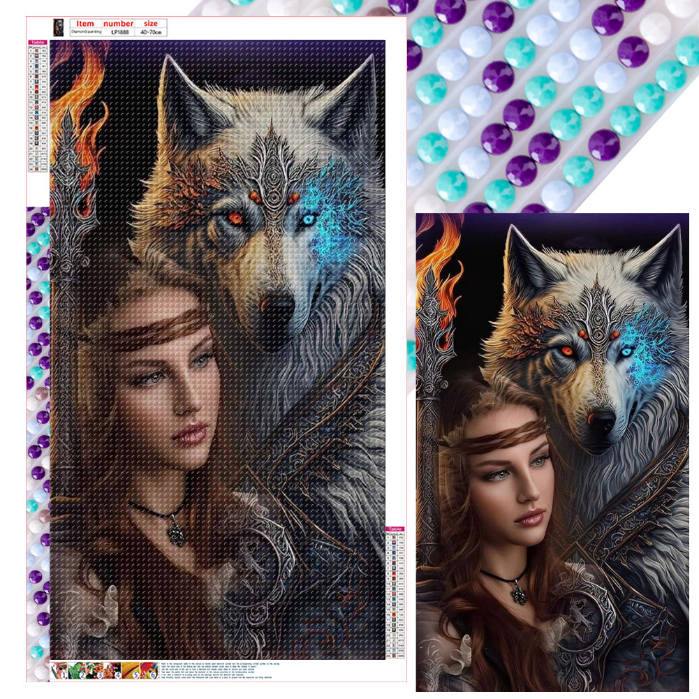 Diamond Painting - Full Round - Beauty and the Wolf (40*70CM)