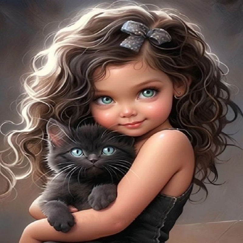 Diamond Painting - Full Square - girl holding pet (30*40CM)