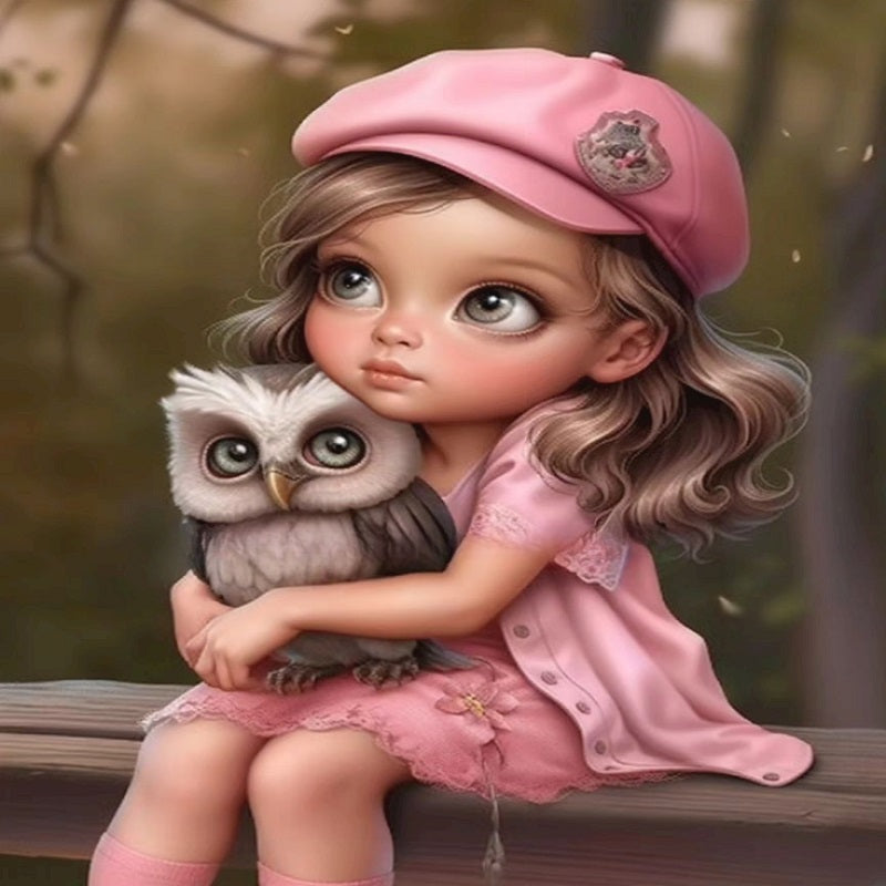 Diamond Painting - Full Square - girl holding pet (30*40CM)