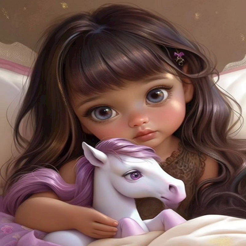 Diamond Painting - Full Square - girl holding pet (30*40CM)