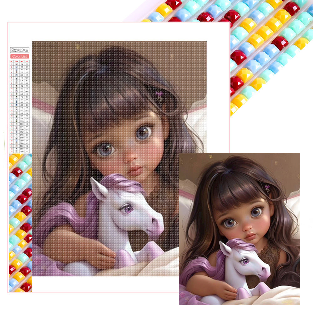 Diamond Painting - Full Square - girl holding pet (40*50CM)