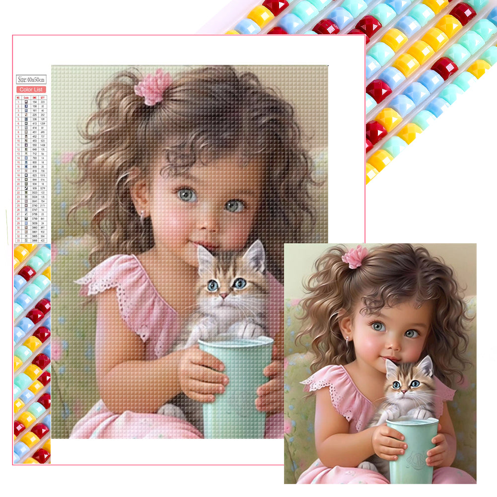Diamond Painting - Full Square - girl holding pet (40*50CM)