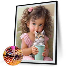 Load image into Gallery viewer, Diamond Painting - Full Square - girl holding pet (40*50CM)
