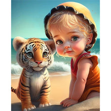 Load image into Gallery viewer, Diamond Painting - Full Square - girl holding pet (40*50CM)

