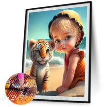 Load image into Gallery viewer, Diamond Painting - Full Square - girl holding pet (40*50CM)
