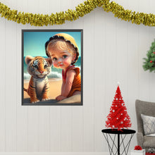 Load image into Gallery viewer, Diamond Painting - Full Square - girl holding pet (40*50CM)
