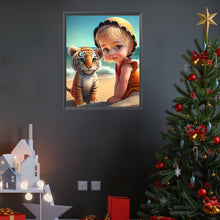 Load image into Gallery viewer, Diamond Painting - Full Square - girl holding pet (40*50CM)
