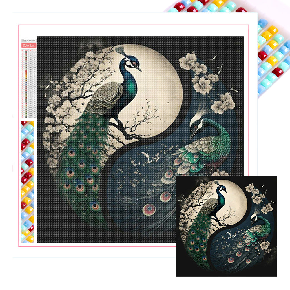 Diamond Painting - Full Square - Yin Yang Peacock (35*35CM)