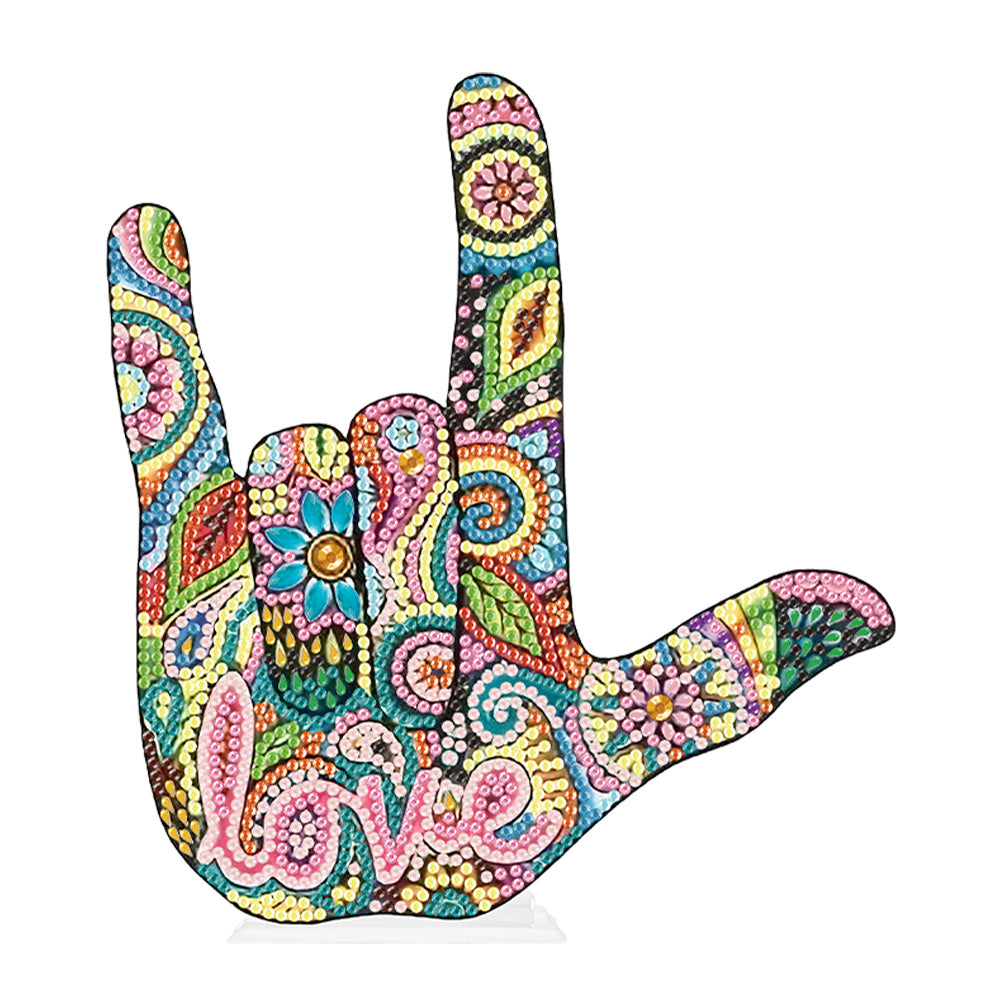 Special Shaped Finger Desktop 5D Diamond Art Kits for Office Home Decor (Love)