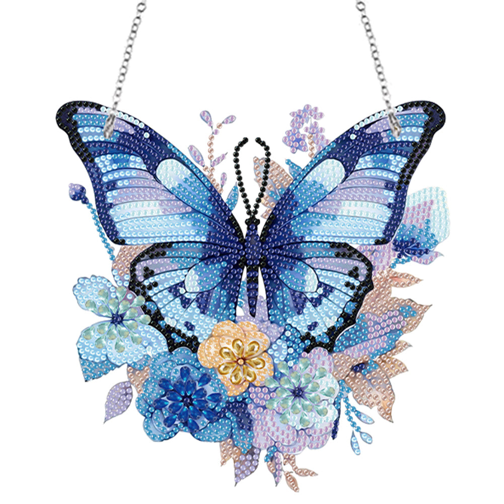 Handmade Acrylic Butterfly 5D DIY Diamond Painting Dots Pendant for Office Decor