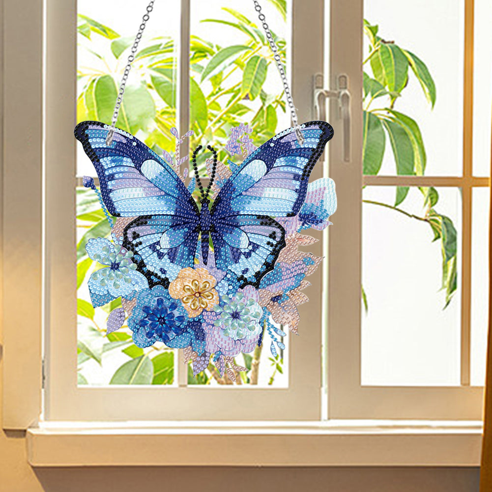 Handmade Acrylic Butterfly 5D DIY Diamond Painting Dots Pendant for Office Decor