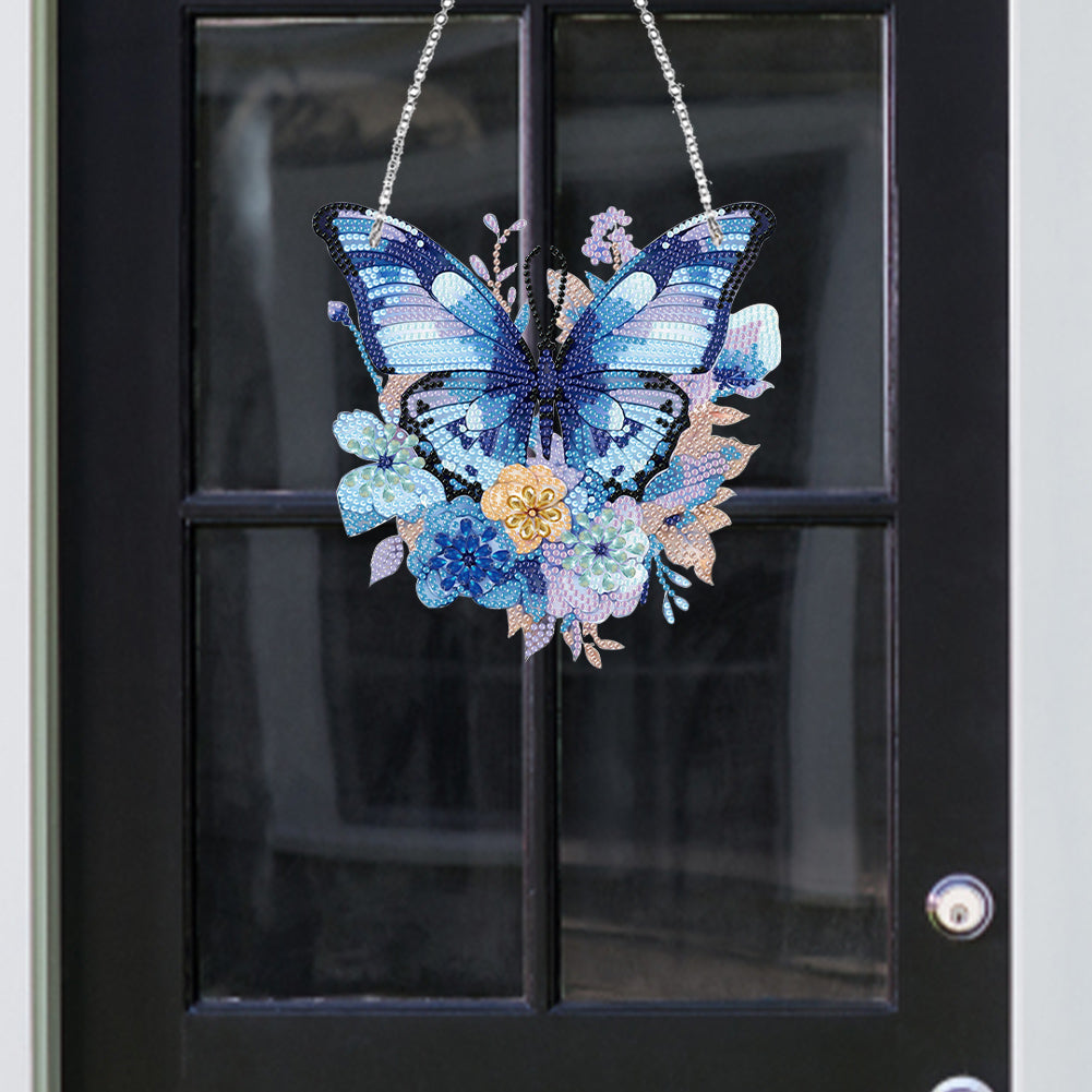 Handmade Acrylic Butterfly 5D DIY Diamond Painting Dots Pendant for Office Decor