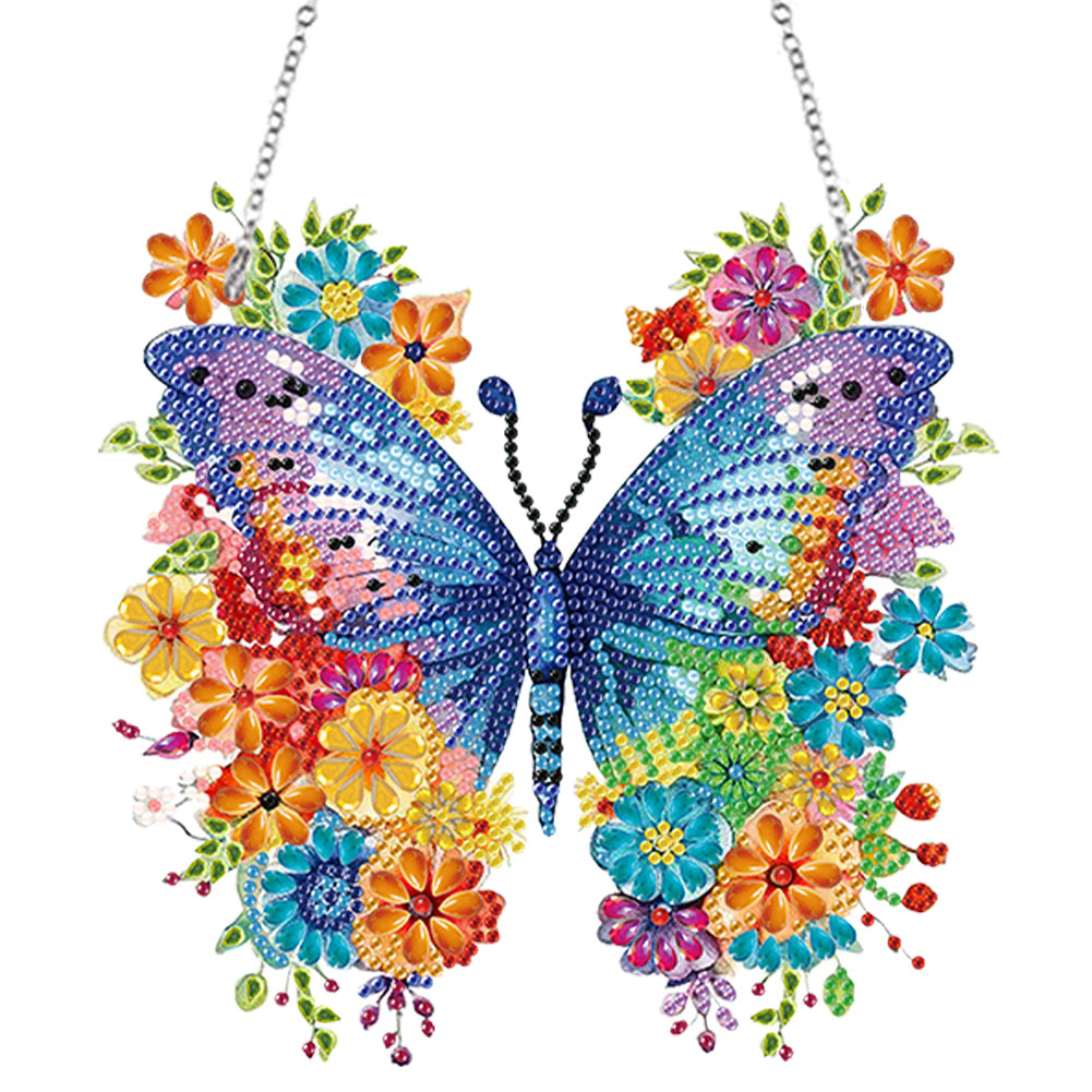 Handmade Acrylic Butterfly 5D DIY Diamond Painting Dots Pendant for Office Decor