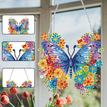 Handmade Acrylic Butterfly 5D DIY Diamond Painting Dots Pendant for Office Decor