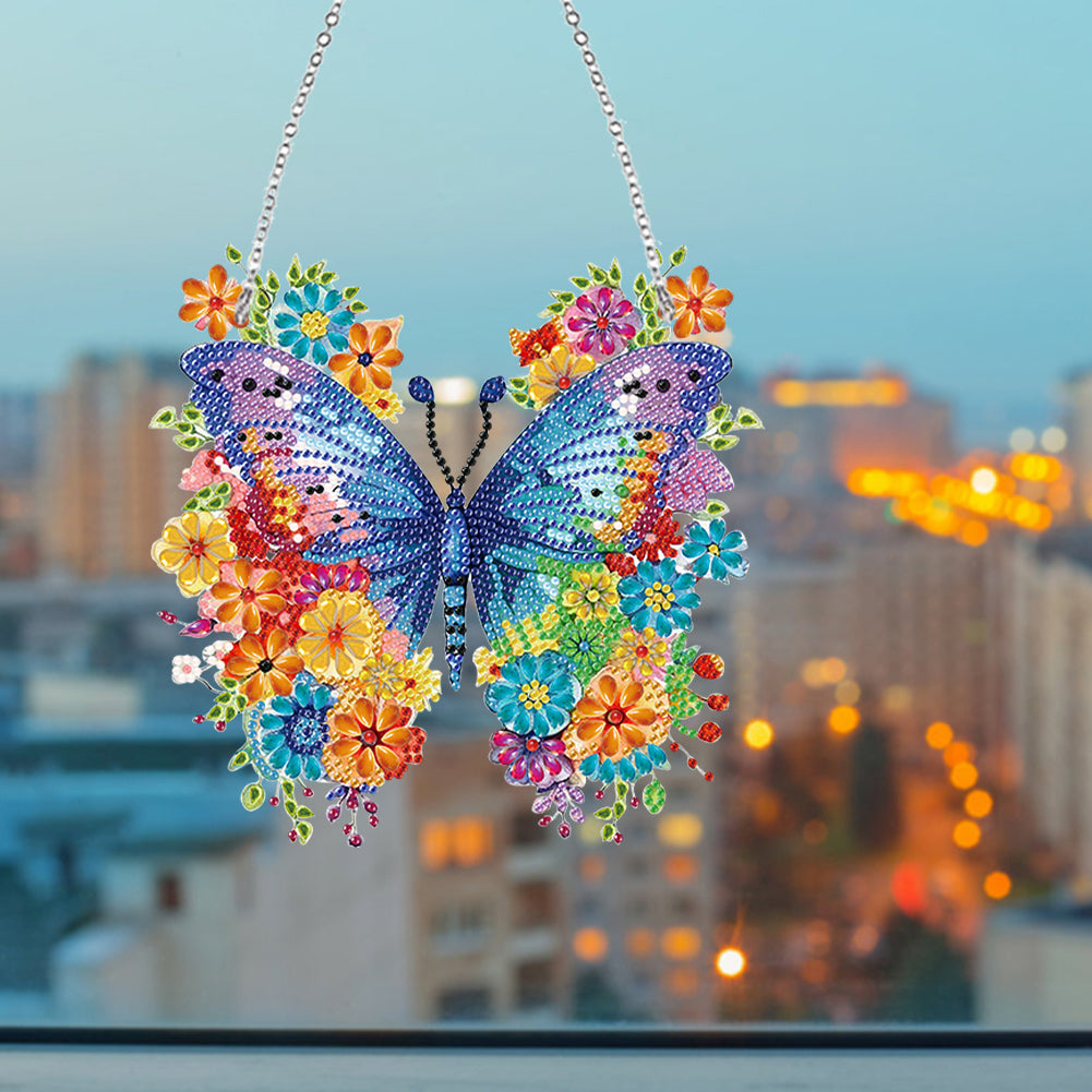 Handmade Acrylic Butterfly 5D DIY Diamond Painting Dots Pendant for Office Decor