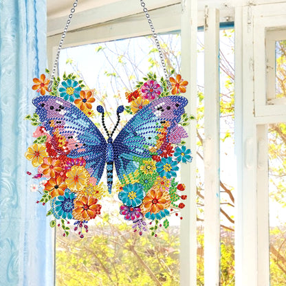 Handmade Acrylic Butterfly 5D DIY Diamond Painting Dots Pendant for Office Decor