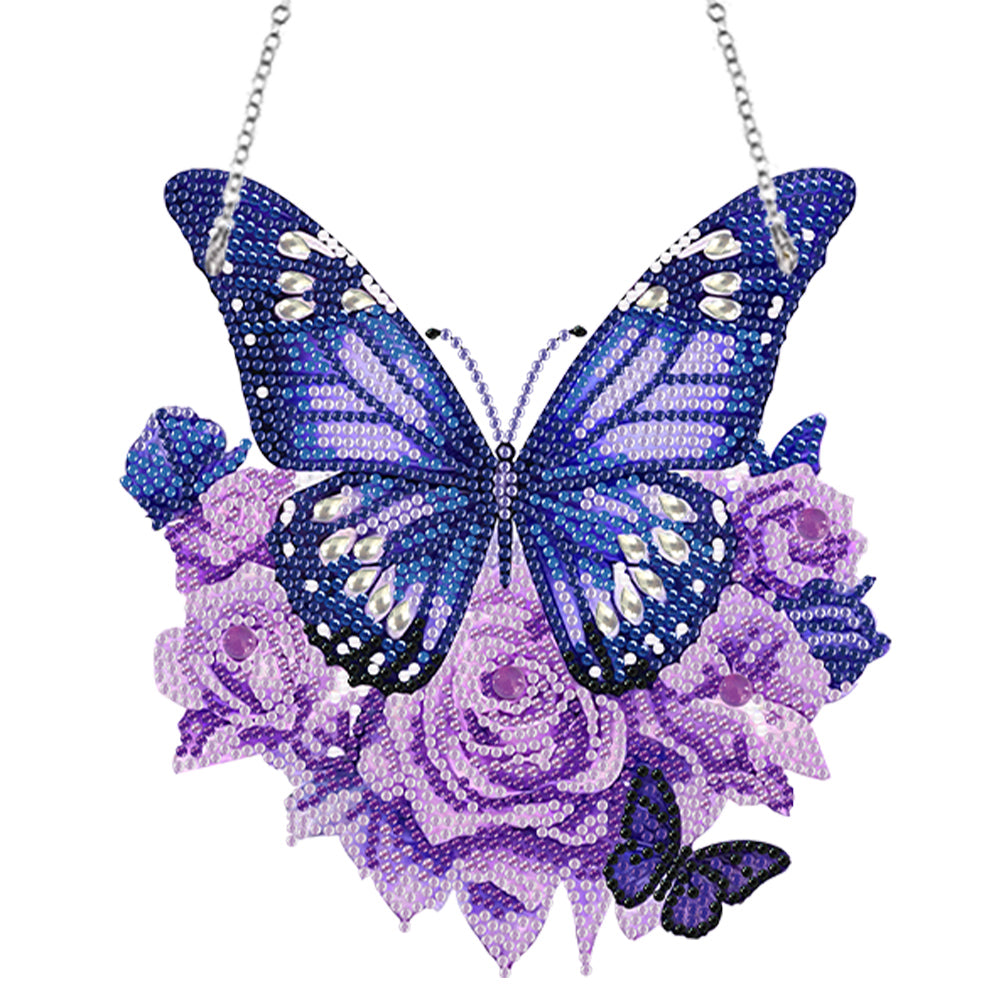 Handmade Acrylic Butterfly 5D DIY Diamond Painting Dots Pendant for Office Decor