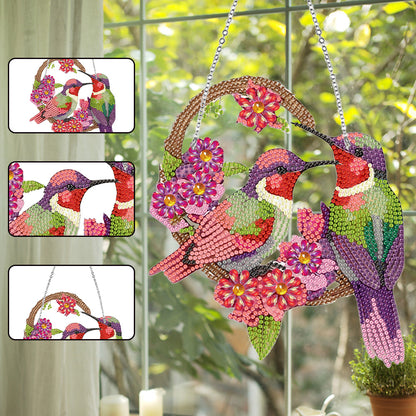 Acrylic Bird Single-Side 5D DIY Diamond Painting Dot Pendant Garden Window Decor