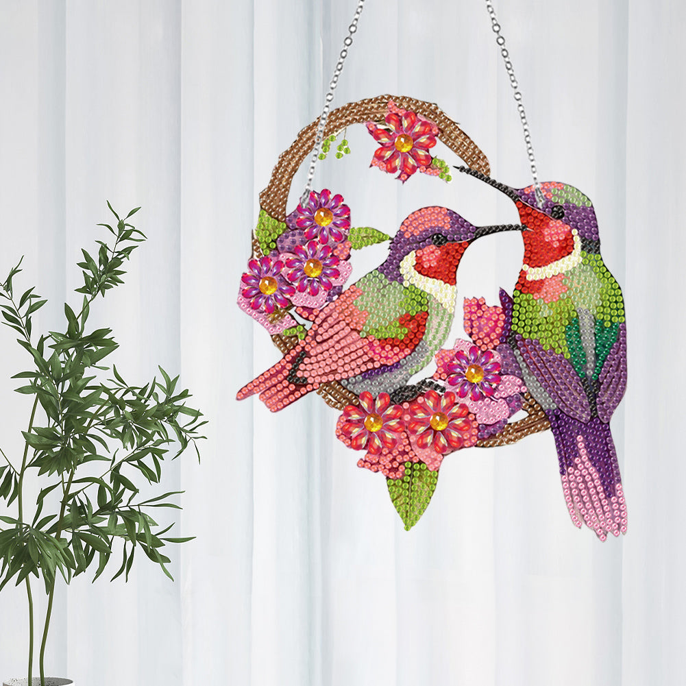 Acrylic Bird Single-Side 5D DIY Diamond Painting Dot Pendant Garden Window Decor