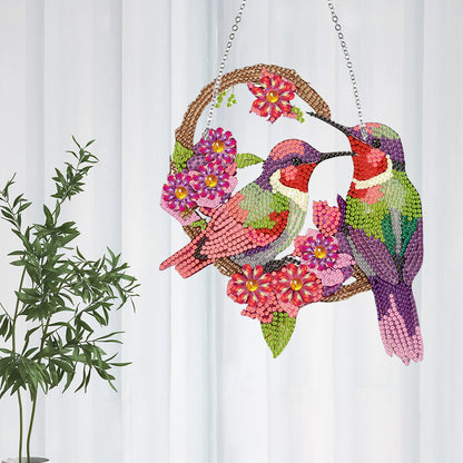 Acrylic Bird Single-Side 5D DIY Diamond Painting Dot Pendant Garden Window Decor