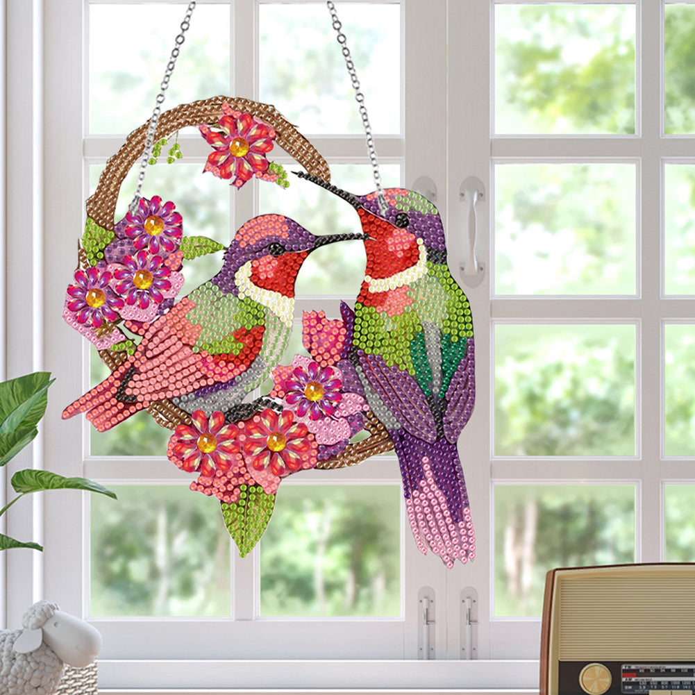 Acrylic Bird Single-Side 5D DIY Diamond Painting Dot Pendant Garden Window Decor