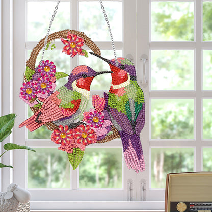 Acrylic Bird Single-Side 5D DIY Diamond Painting Dot Pendant Garden Window Decor