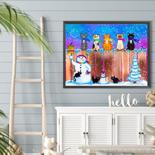 Load image into Gallery viewer, Diamond Painting - Full Round - Five cats and one snowman (40*30CM)
