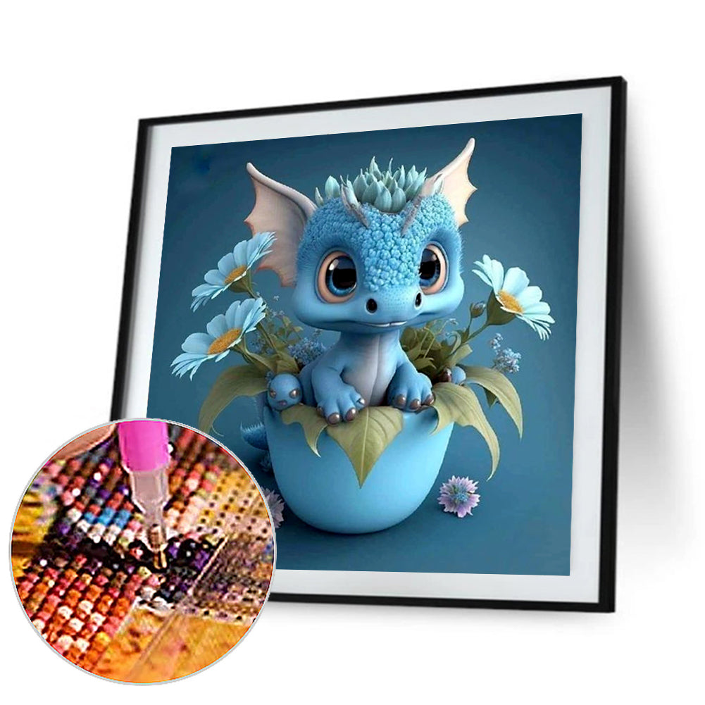 Diamond Painting - Full Round - little blue dinosaur (30*30CM)