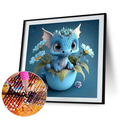 Diamond Painting - Full Round - little blue dinosaur (30*30CM)