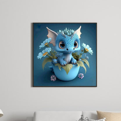 Diamond Painting - Full Round - little blue dinosaur (30*30CM)