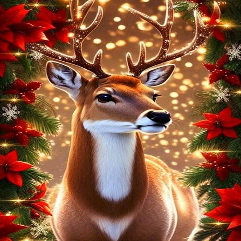 AB Diamond Painting - Full Round - winter night stag (30*40CM)