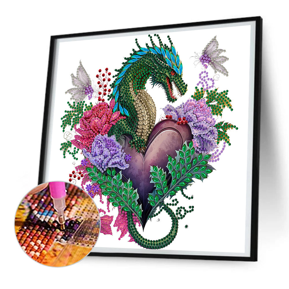 Diamond Painting - Partial Special Shaped - circling dragon (30*30CM)